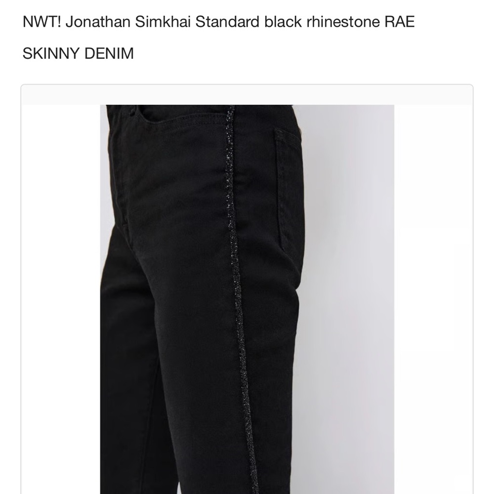 Jonathan Simkhai Black Rhinestone Skinny Jeans - Picture 2 of 2